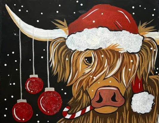 School Holiday - Acrylic Painting Christmas Cow Mon 15 Dec