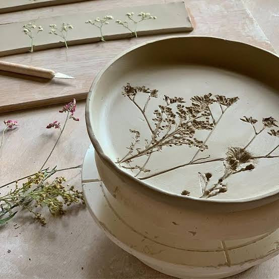 Mothers Day Clay Botanical Plate & Small Bowl 12th May