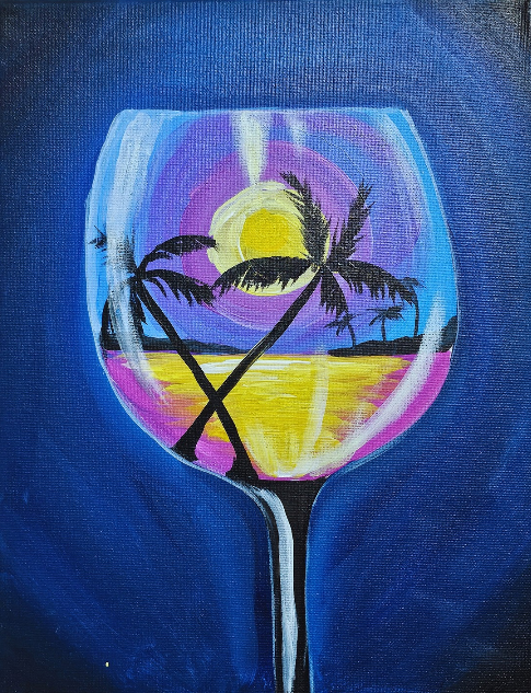 Hervey Bay Paint and Sip - Wine Glass Tropical Sunset 21st November