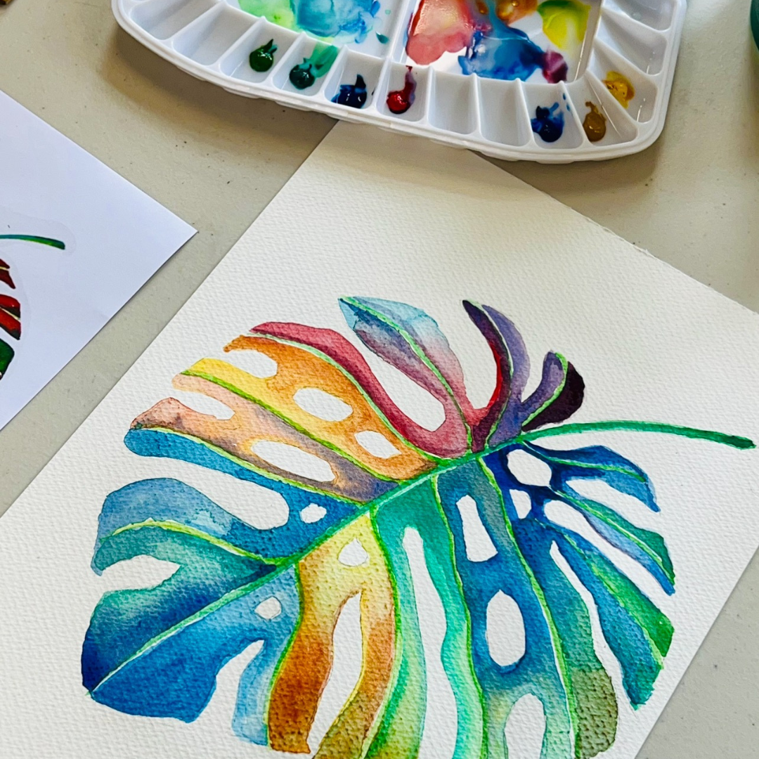 Darwin Watercolour Chameleon & Monstera 27th September Deposit Only