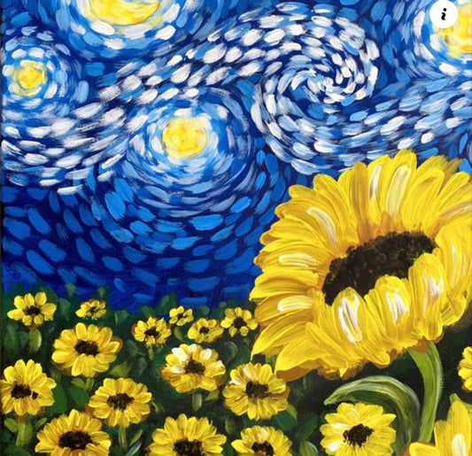 Hervey Bay Paint & Sip Starry Night Sunflowers 6th March 2026