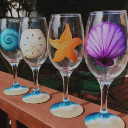 Hervey Bay Acrylic Paint on Wine Glasses 13th March 2026